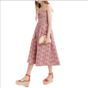 J.Crew Liberty of London Tie Front Floral Strapless Midi Dress